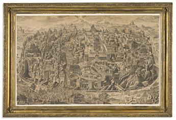 (JERUSALEM.) Johann Daniel Herz. [Panorama of Biblical Jerusalem].                                                                               